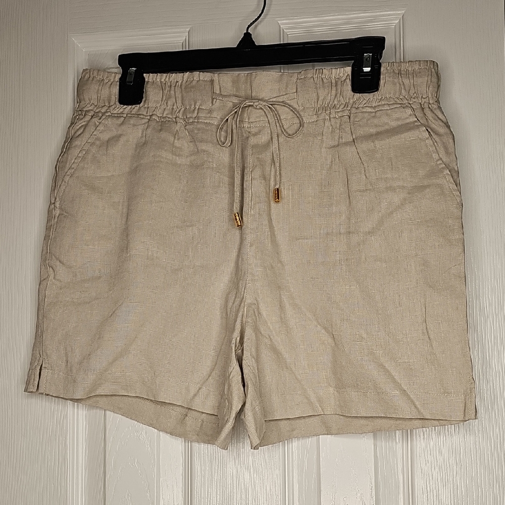 Company Ellen Tracy Linen Relaxed Shorts In Tan Sandstone